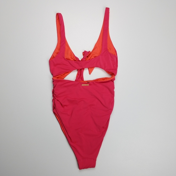 Stella McCartney Tie Front Pink One Piece Swimsuit - Picture 3 of 10
